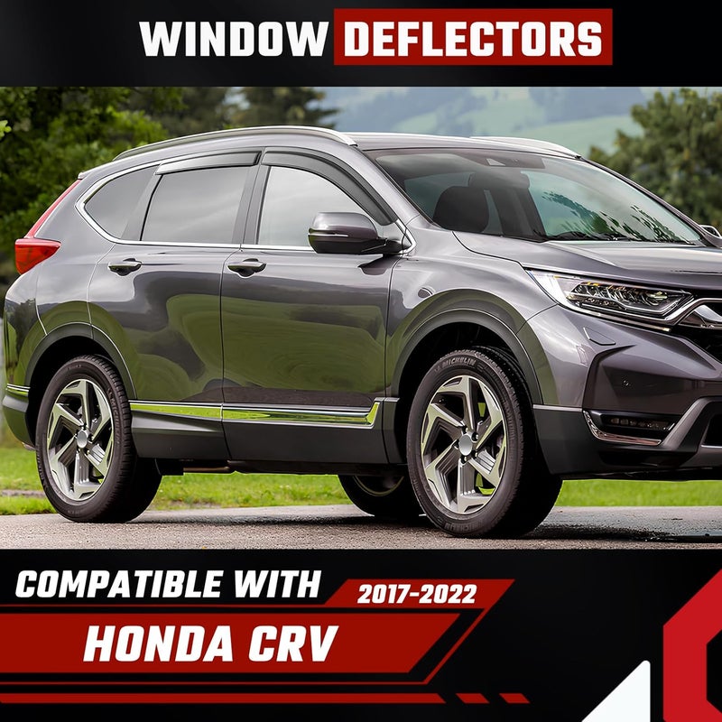 ISINLASSO Tape-On Rain Guards Compatible with Honda CRV 2017-2022 Black Extra Durable Shatterproof Side Window Deflectors, Vent Window Visors, Wind Deflectors - 4 PCS - Image 2